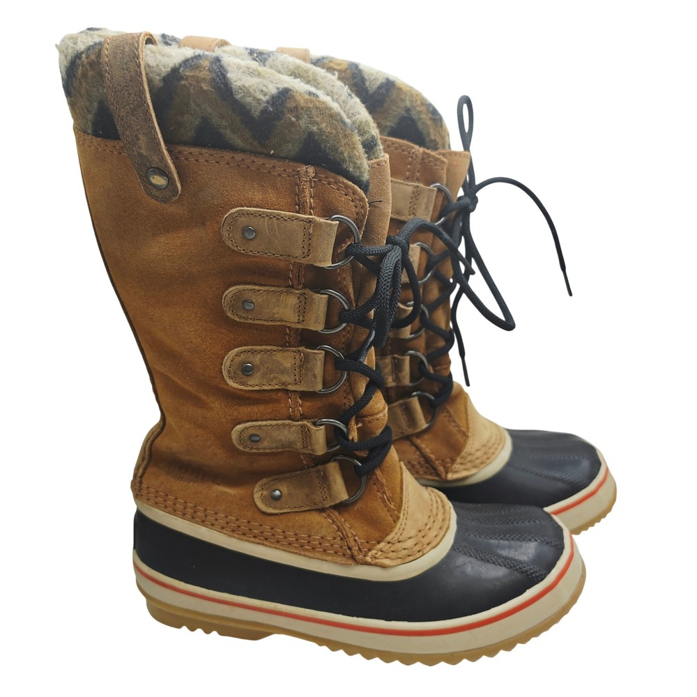 Sorel 1964 Premium T Suede Winter Boots Tan Black NL2142-286 Womens 7